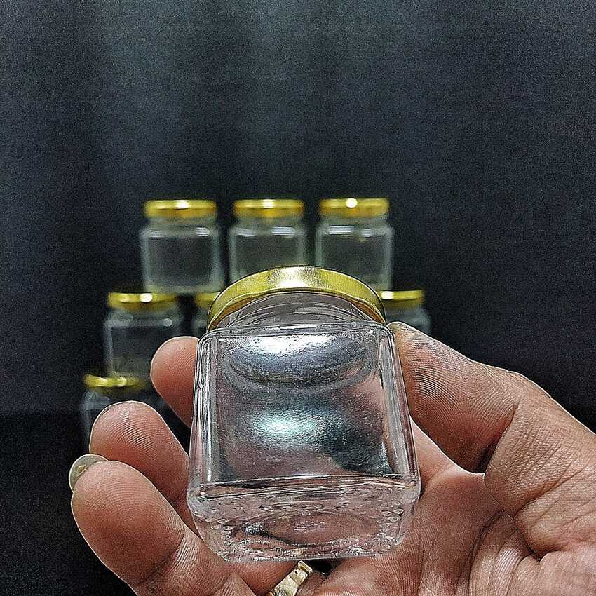 Hũ Thủy Tinh 50ML mẫu Vuông nắp thiếc vàng – Lọ Thủy Tinh Nhỏ - Hũ đựng yến chưng, mật ong, dầu dừa, mỹ phẩm