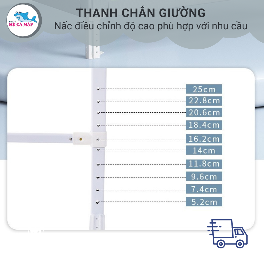 Thanh chắn giường SALE giá nhập, chặn giường Pakey dạng trượt cao tối đa 90cm có 3 màu phù hợp bé trai, bé gái