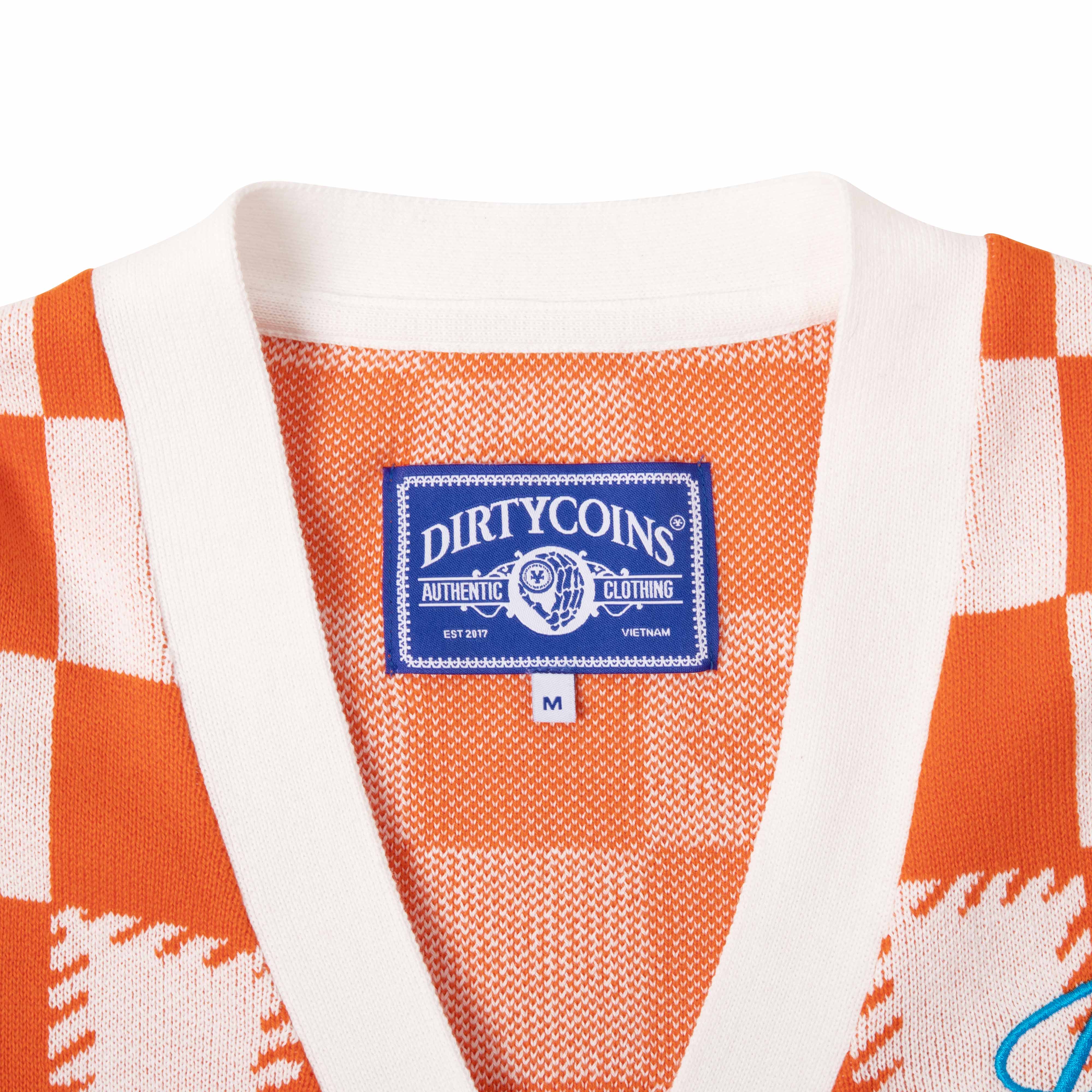 DirtyCoins Áo Khoác Checkerboard Knit Cardigan - Orange