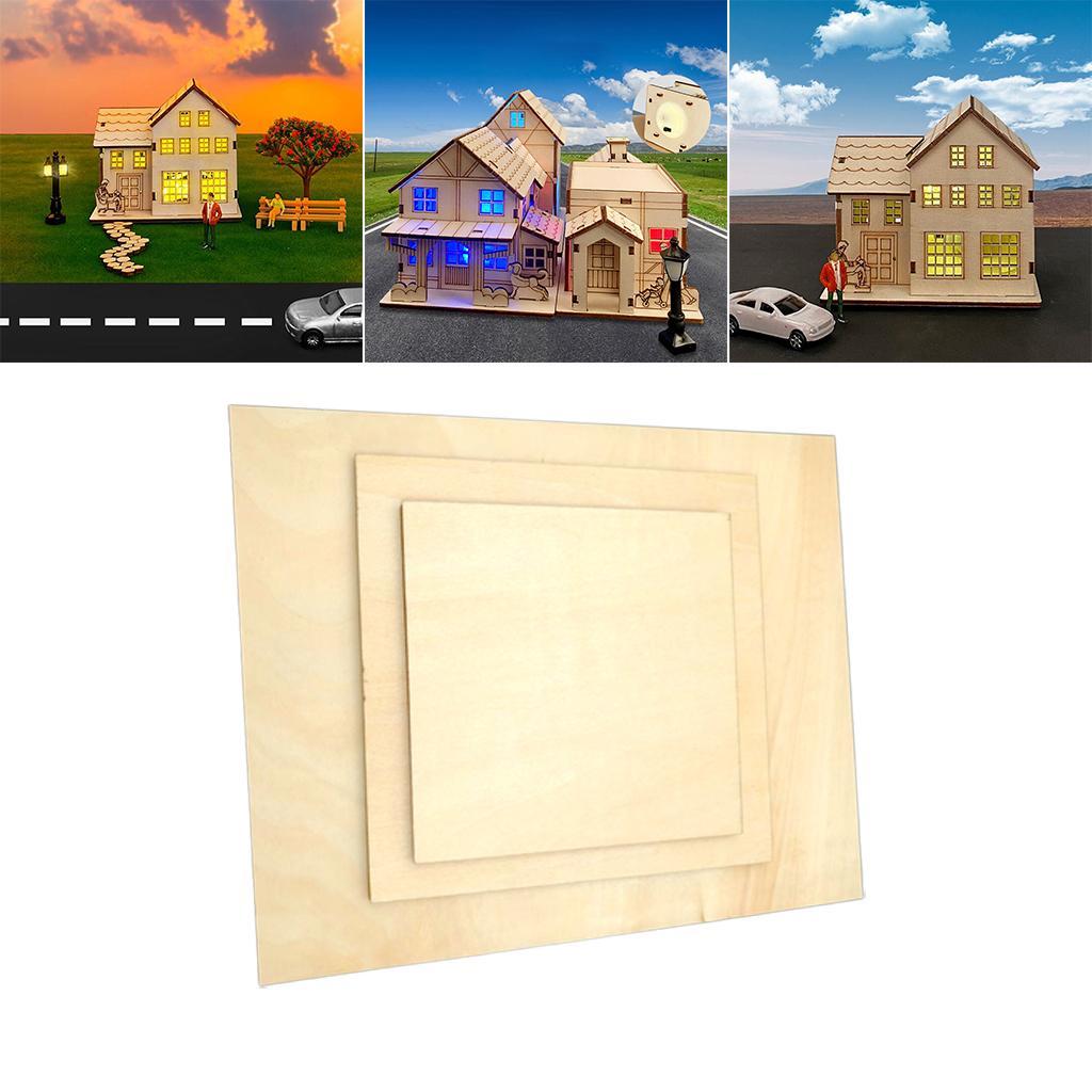 12Pcs/Set Wood Board Unfinished Panel Kit 3 Sizes Gallery Wood Veneer Sheets Art Boards Painting Board for Sand Table Model Painting Drawing