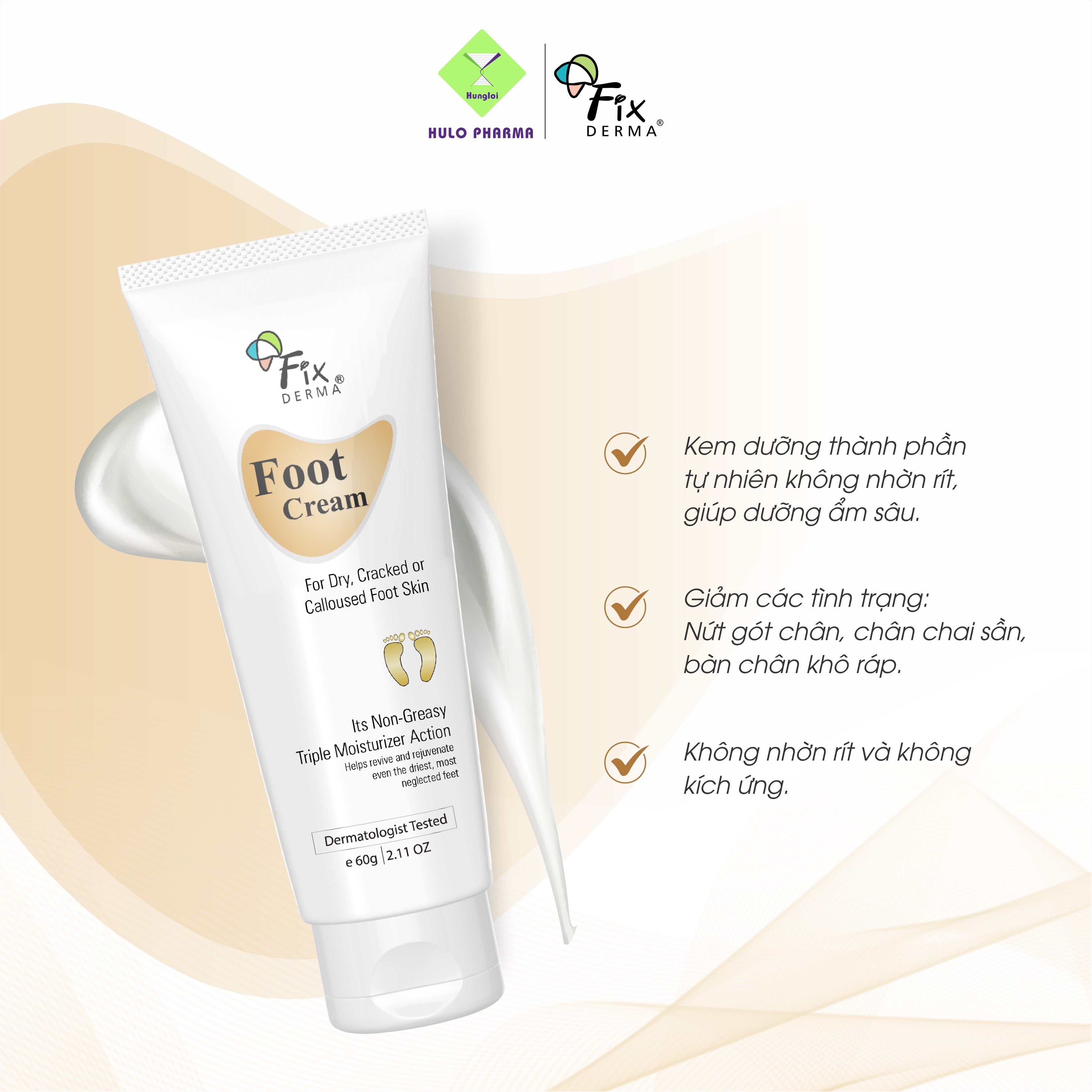 Kem Dưỡng Mềm Mịn, Chống Nứt Nẻ Gót Chân Fixderma Foot Cream - 60gr