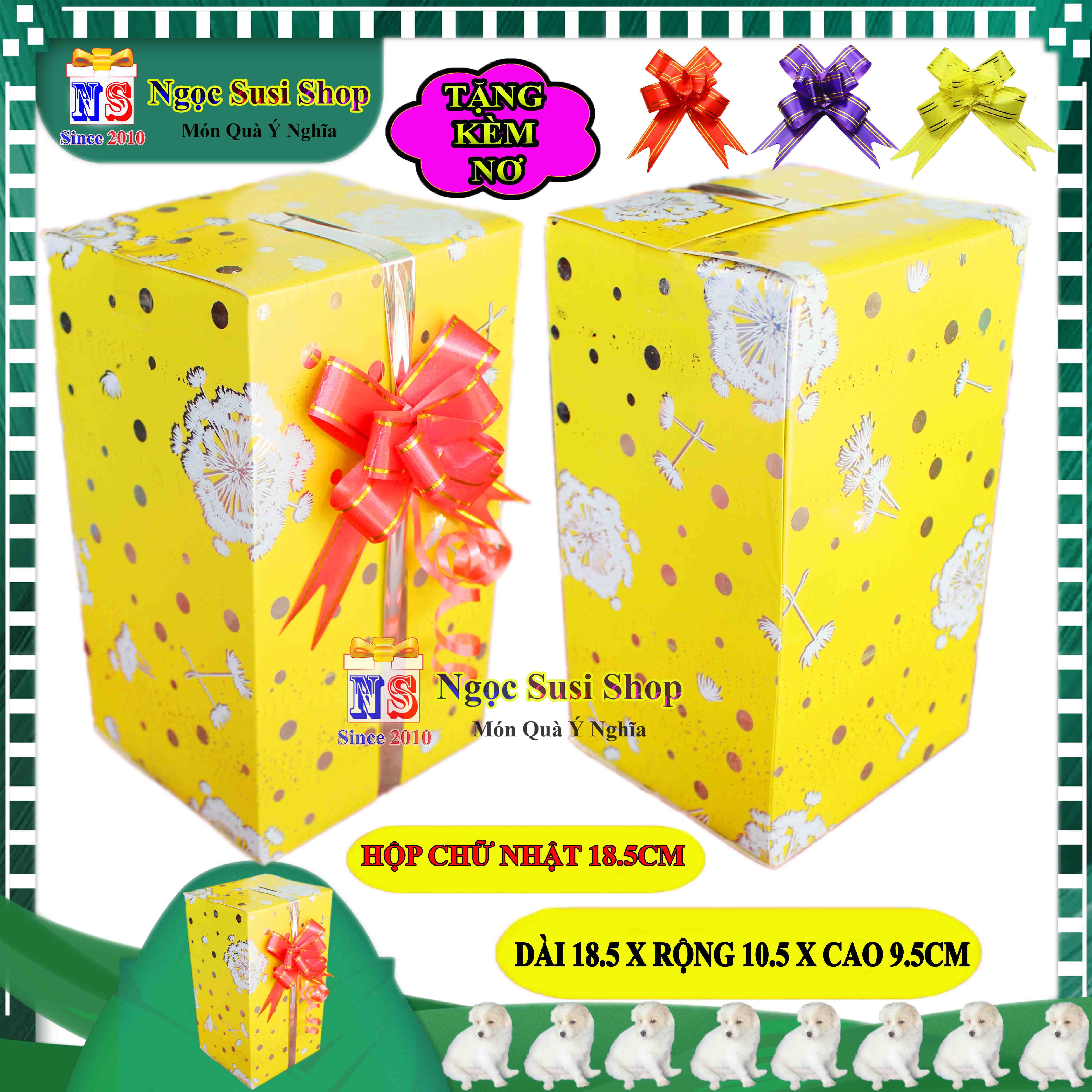 HỘP QUÀ CHỮ NHẬT SIZE NHỎ 18.5CM NHIỀU MÀU RẤT XINH + TẶNG KÈM NƠ 1.8CM - HỘP QUÀ TẶNG GIẤY KIẾNG SIÊU ĐẸP