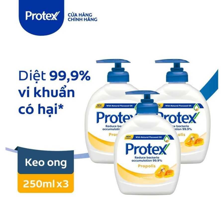 Combo 3 Nước rửa tay diệt khuẩn Protex Propolis keo ong 250ml/chai