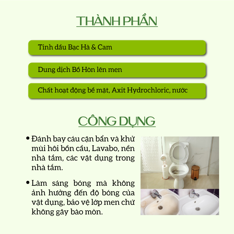 Nước Tẩy Bồn Cầu Hữu Cơ Diệt Khuẩn ECOCARE 1000ml Hương Cam Bạc Hà Thơm Mát, Chai Tẩy Rửa Nhà Vệ Sinh Siêu Sạch