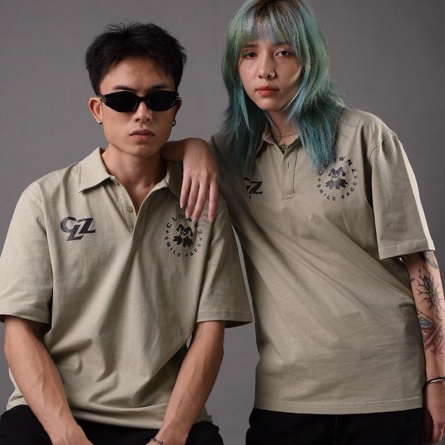 Áo thun polo tay lỡBasic, áo phông cổ bẻ unisex, vải cotton nam nữ form rộng