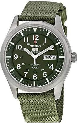 Đồng Hồ Seiko 5 Snzg09K1 Sport Analog Automatic Khaki Green Canvas Watch