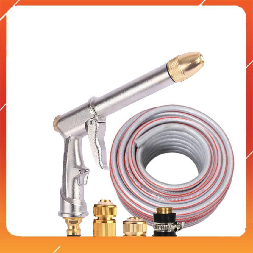 Vòi nước vòi phun nước rửa xe tưới cây tăng áp thông minh + bộ dây bơm nước cao cấp TLG 206810 đầu đồng,cút đồng