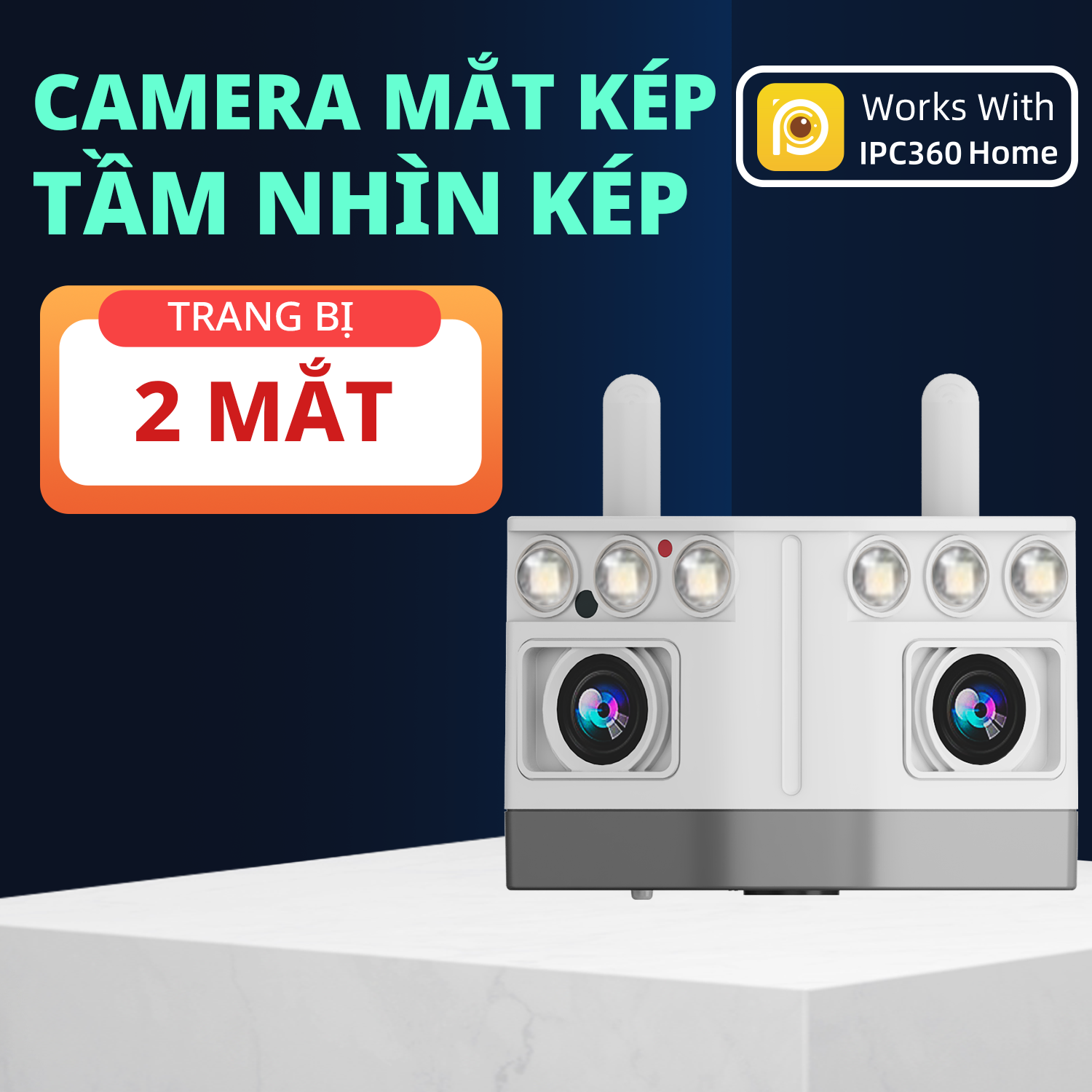 Camera Wifi IPC360 Home Dual Lens PJ-09 , góc đôi siêu rộng (Hàng nhập khẩu)