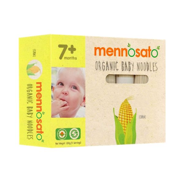 Mì sợi rau củ hữu cơ cho bé vị ngô (bắp) Men No Sato 200gr - Organic Baby Noodle Corn 200gr