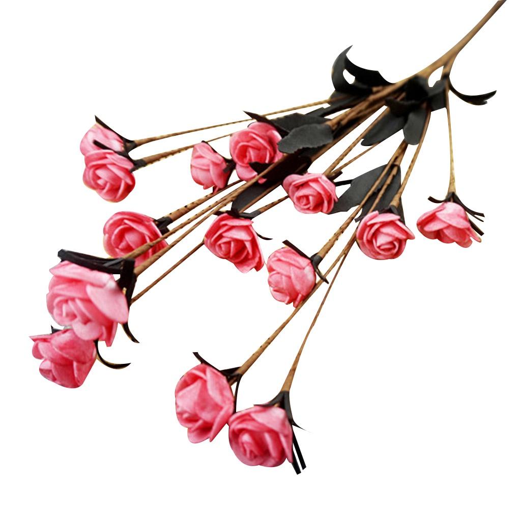 15 Stems Artificial Fake Full Blooming Rose Flower Bouquet Home Office Decoration Country Style【vollter1