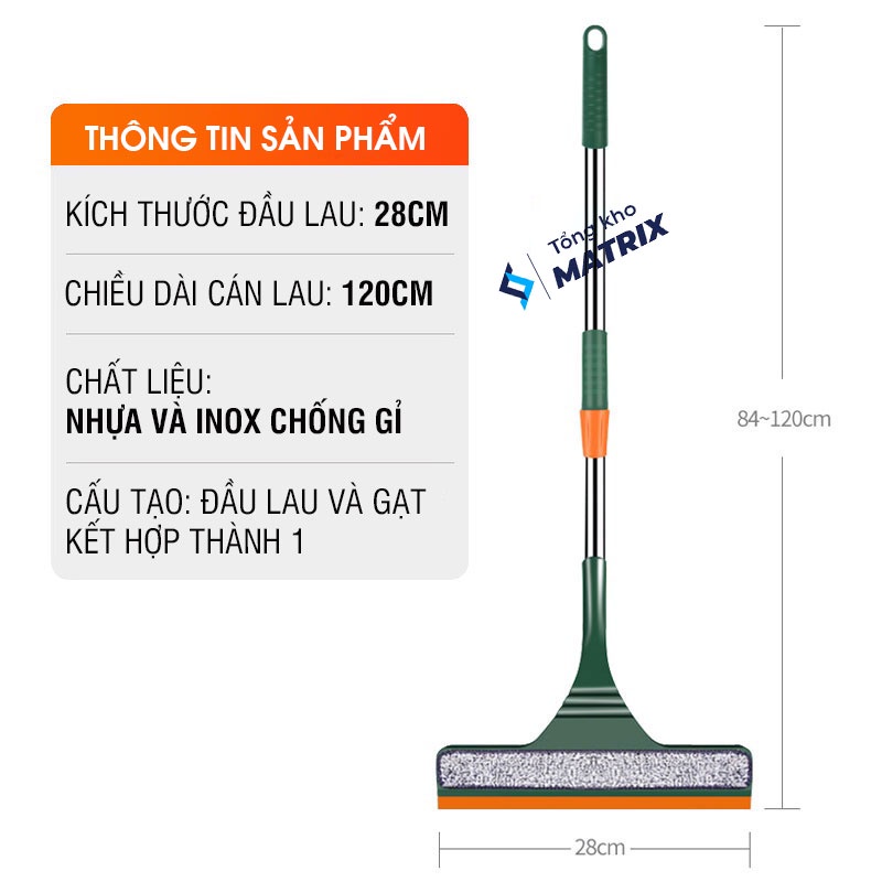 Cây lau kính, gạt chùi kính đa năng 2 đầu trong 1, tăng giảm chiều dài tiện dụng