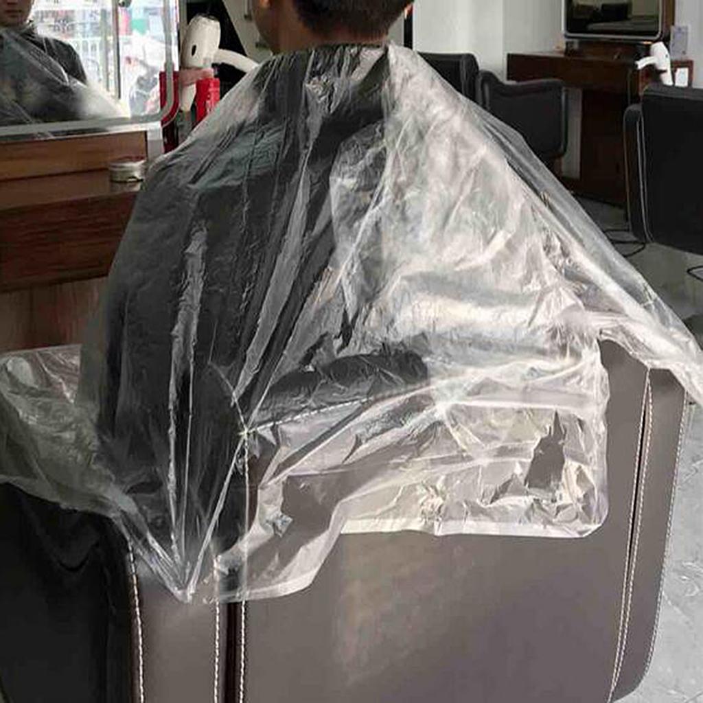 100x Disposable Hair Cutting Cape Unisex Barber Shop Capes Transparent