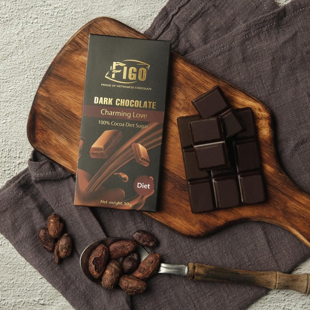 Kẹo Socola đen 100% cacao + đường ăn kiêng giảm cân 50g Figo - Chế độ keto, eat clean,DAS, LOWCARB