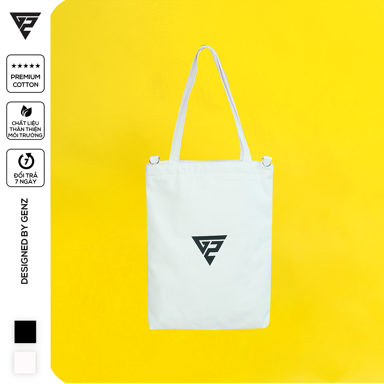 Túi tote GENZ vải canvas phong cách ulzzang unisex thêu chữ - ZB013