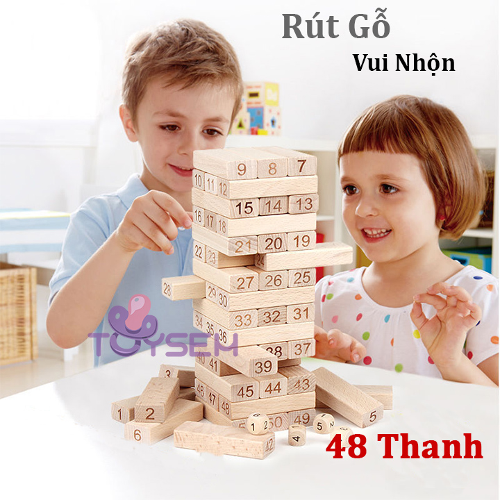 Bộ trò chơi rút gỗ kịch tính hấp dẫn cho trẻ từ 6 tuổi - Đồ chơi xếp hình - Quà tặng sinh nhật, thôi nôi cho bé