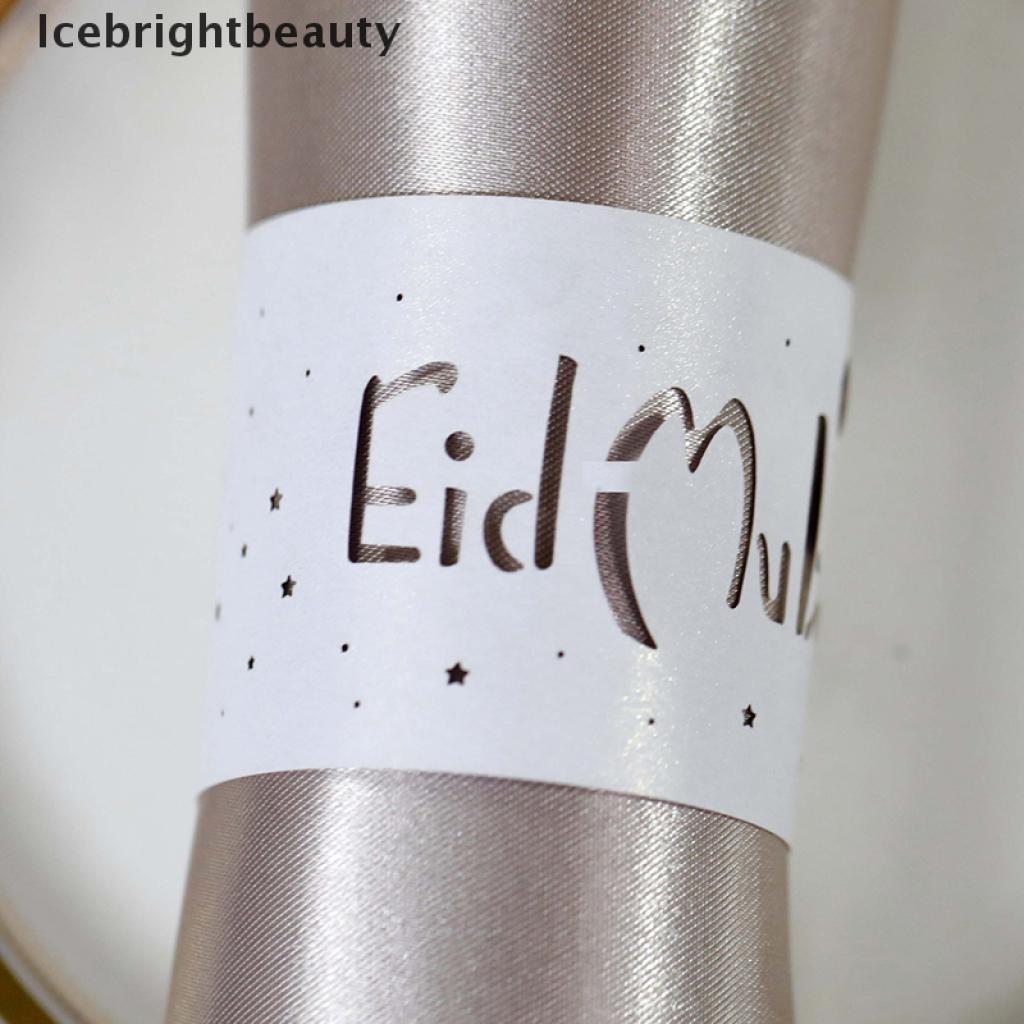 Icebrightbeauty 10pcs Eid Mubarak paper Napkin Ring ramadan decorations for home Napkin Holder VN