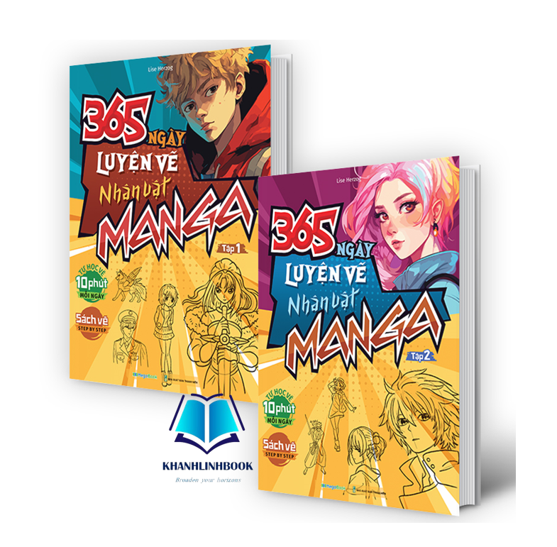 Sách - Combo 365 ngày luyện vẽ Nhân Vật Manga - Tập 1 + 2