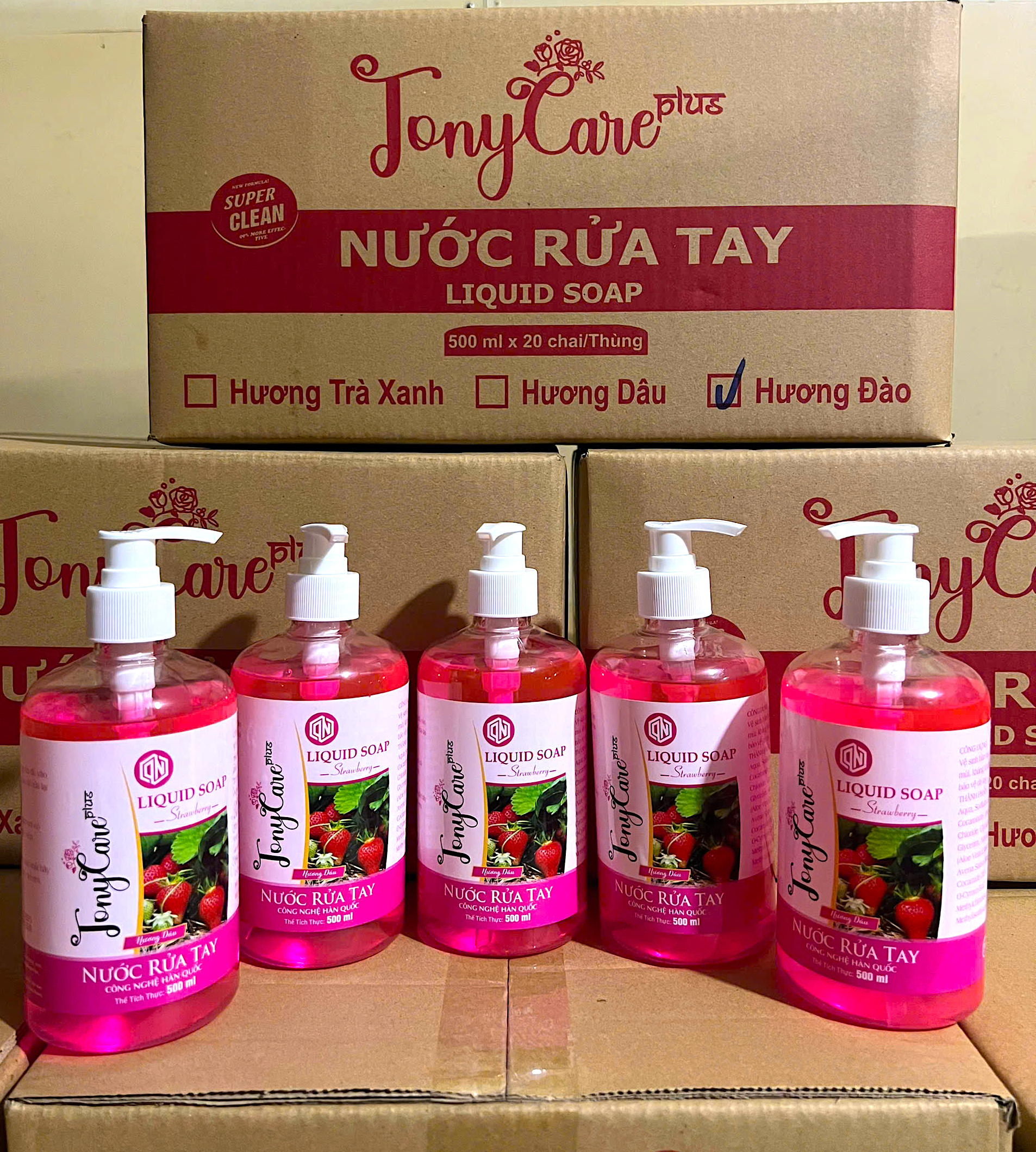 Nước rửa tay Tonycare 500ml Hương Dâu – Diệt khuẩn, hương ngọt ngào, dịu nhẹ da tay – Chính hãng Tonycare