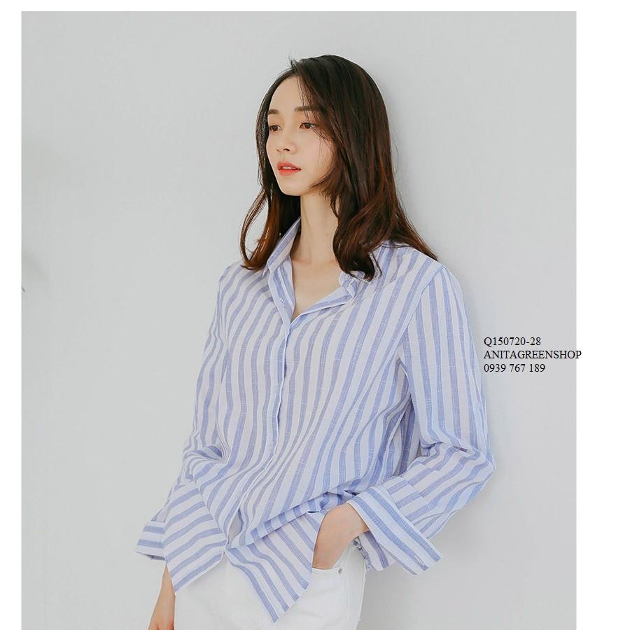 Q150720 ÁO SƠ MI SỌC XANH