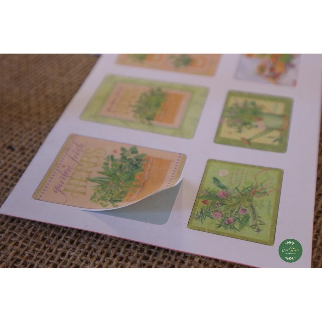 sticker phong cách cổ điển - sticker vintage green garden - uni004