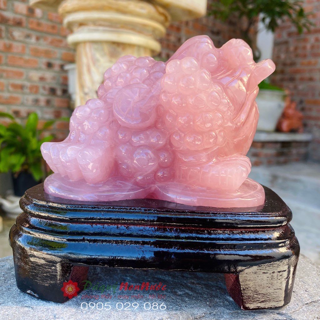 Tượng thiềm thừ đá thạch anh hồng - đá Non Nước