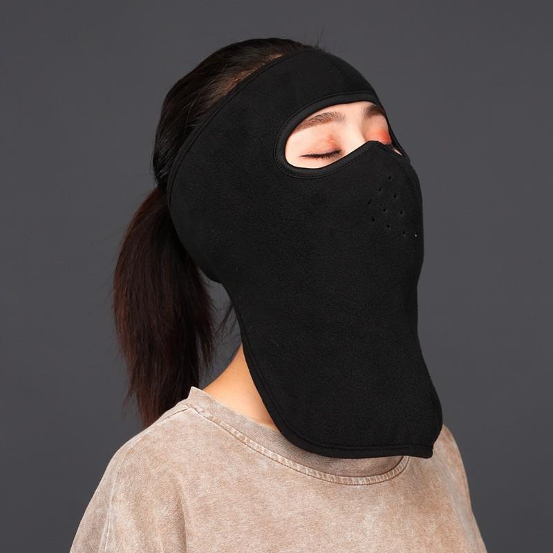 Khẩu trang ninja trùm kín mặt che tai chống nắng chống gió bụi vải nỉ  dán sau gáy thích hợp chạy xe đi công trình