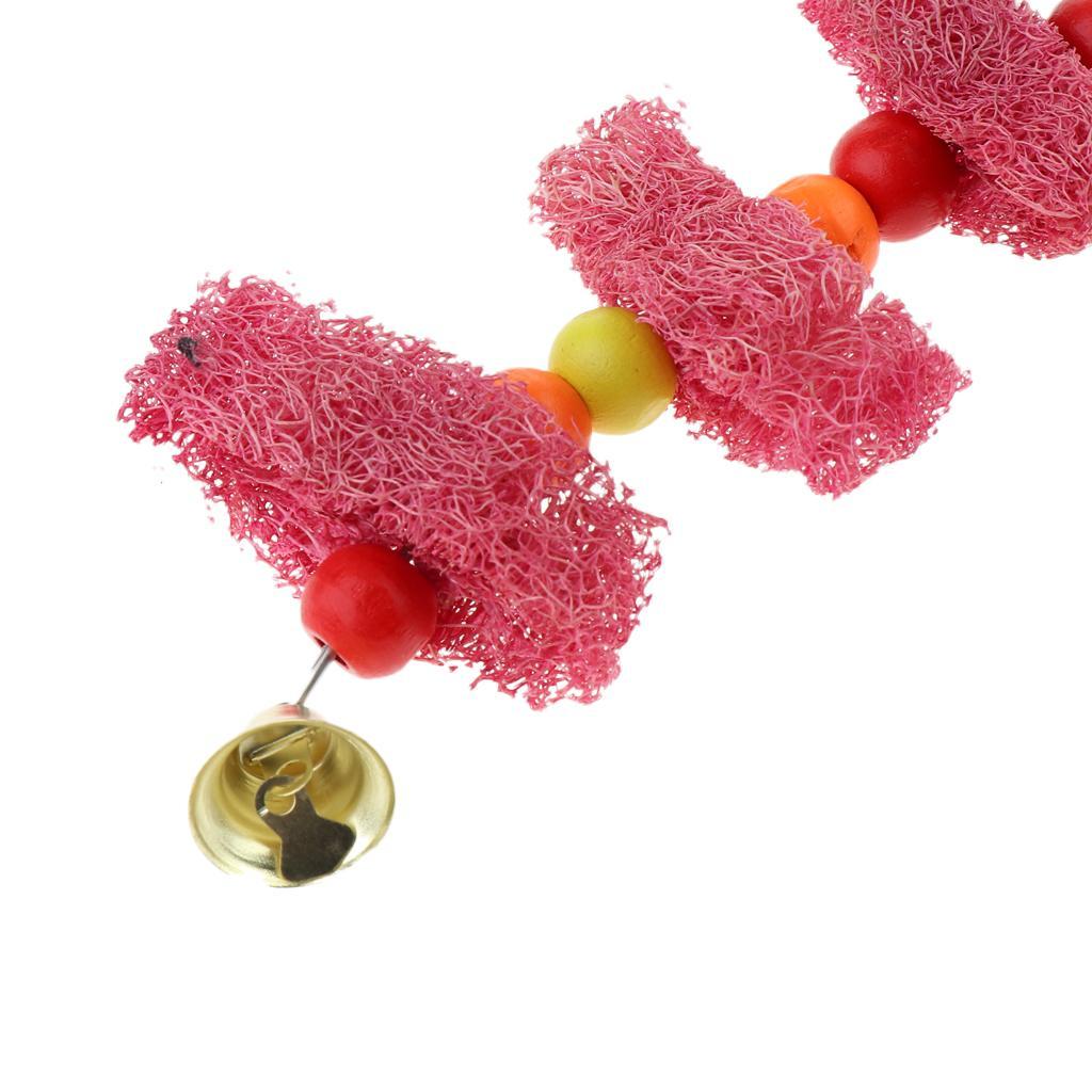 Pet Bird Cage Swing Perches Stand Platform Chew Climb Bell Toy