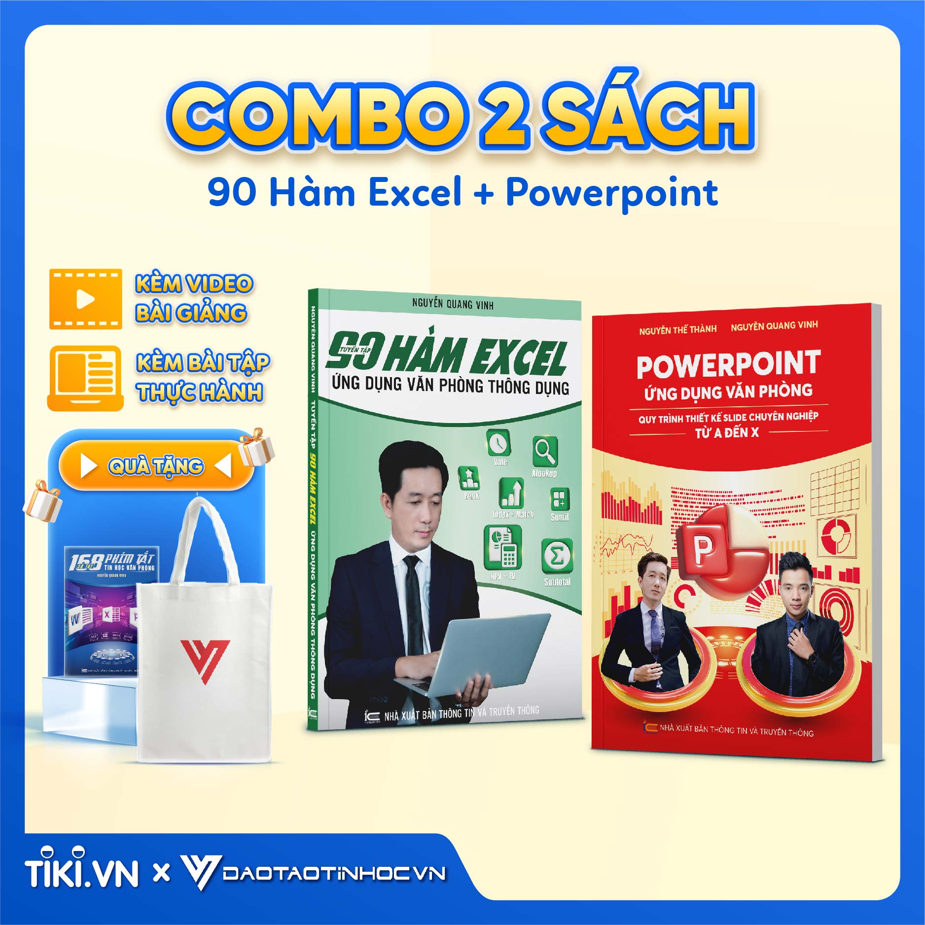 Combo 2 sách Powerpoint và 90 Hàm Excel ĐÀO TẠO TIN HỌC Chuyên Ứng Dụng Văn Phòng