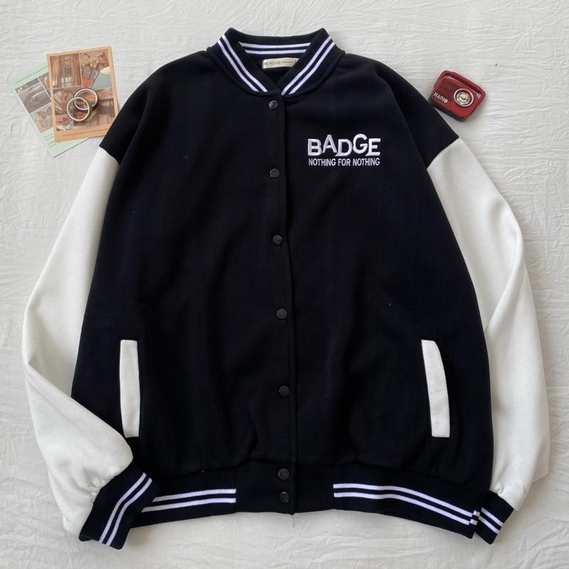 Áo Bomber Nỉ Bông BADGE Nam/Nữ Unisex