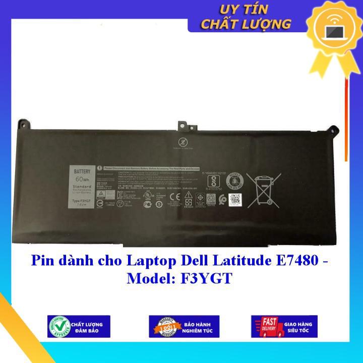 Pin dùng cho Laptop Dell Latitude E7480 - Model: F3YGT - Hàng Nhập Khẩu New Seal