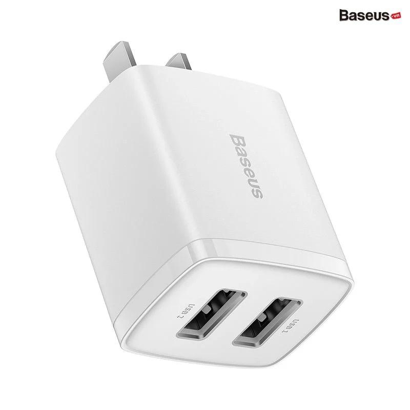 Sạc Baseus Compact Charger 2 Cổng USB 10.5W ( Hàng Chính Hãng)