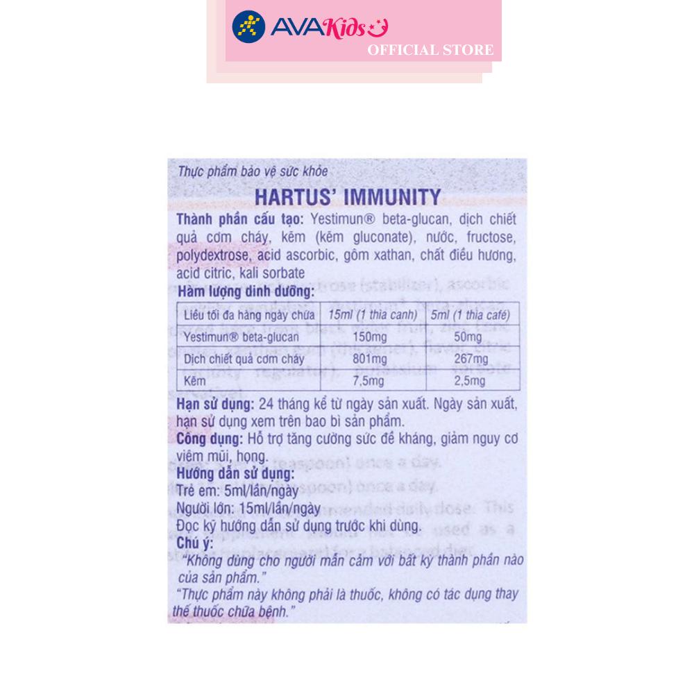 Siro Hartus Immunity hỗ trợ tăng đề kháng 150 ml (từ 4 tháng)