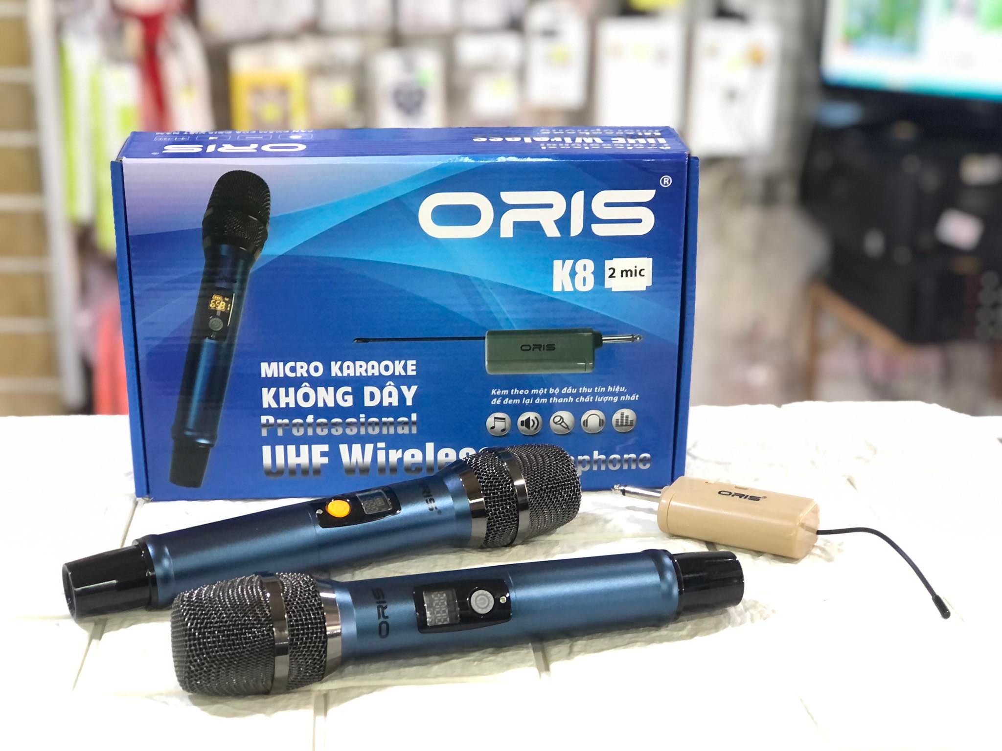 BỘ 2 MICRO KARAOKE ORIS K8 KẾT NỐI KHÔNG DÂY-MICRO PIN SẠC CỔNG TYPE-C TIỆN LỢI- MICRO CỰC HÚT CHỐNG HÚ TỐT - HÀNG CHÍNH HÃNG