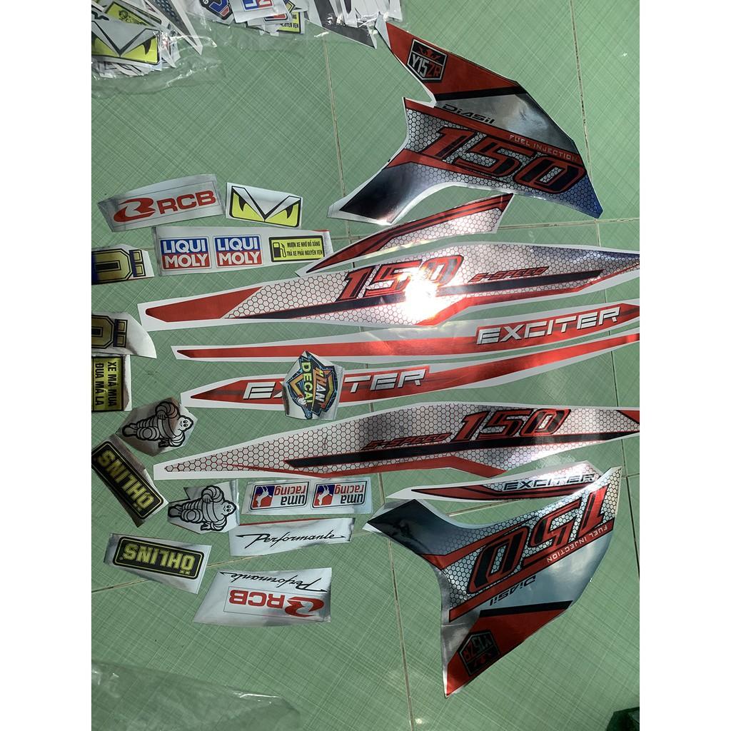 Tem exciter 150 bạc đỏ crom