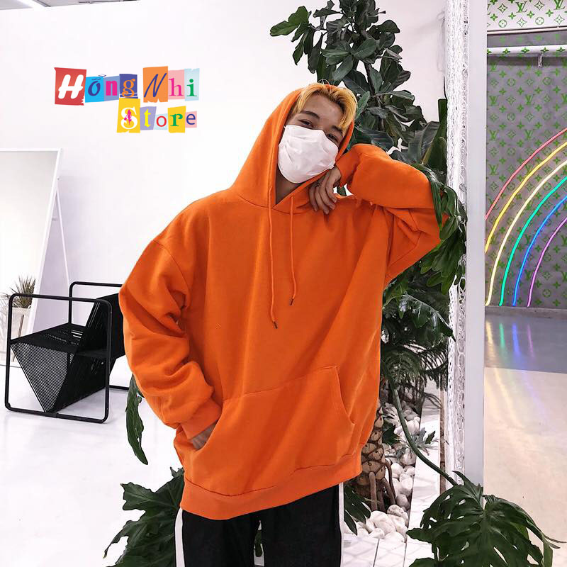 Áo Hoodie Trơn Màu Cam Cao Cấp Dáng Rộng Unisex Nam Nữ Mặc Được - MM - M