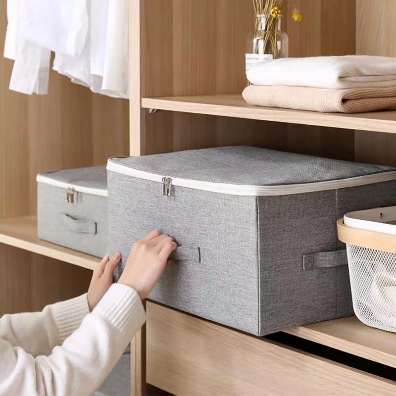 Foldable Storage Box for Clothes Large Capacity Storage Boxes Underwear Socks Box with Lid Quilt Dust-Proof Box,S - L