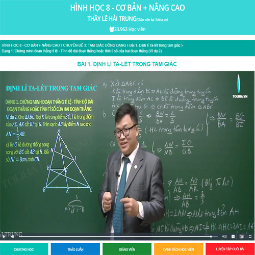 Khóa học HÌNH HỌC 8 - CƠ BẢN + NÂNG CAO thầy Lê Hải Trung- 09 tháng