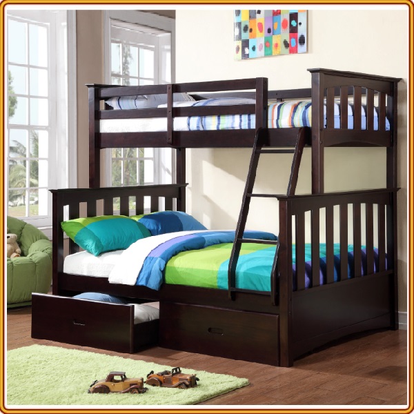 Giường 2 tầng Tundo màu nâu kèm 2 hộc kéo 1m/1m4