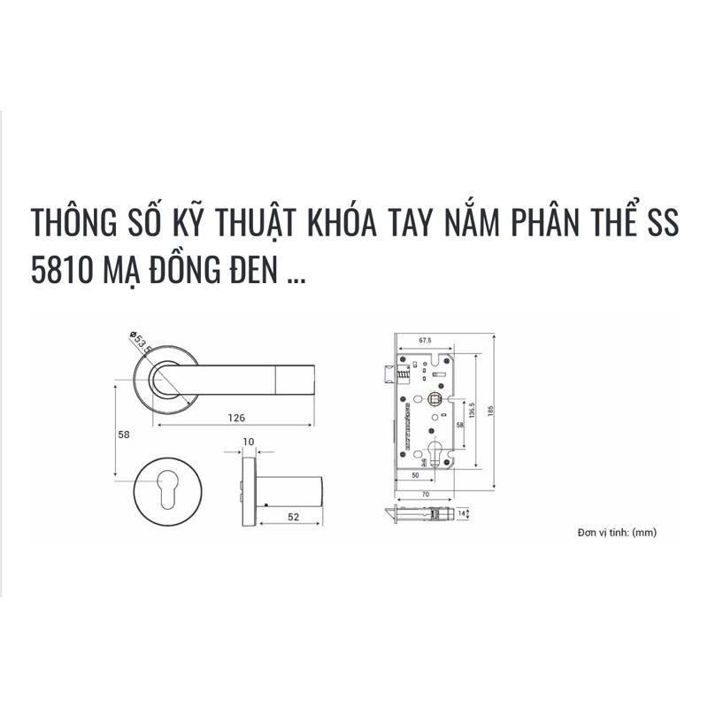 Bộ khoá tay gạt phân thể huy hoàng mạ đồng đen 5810 cao cấp