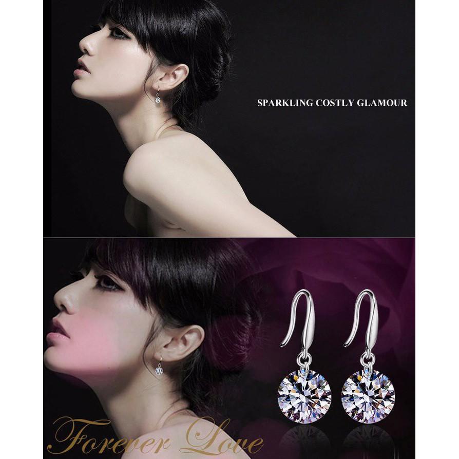 Bông tai bạc 925 đá nhân tạo tòng ten