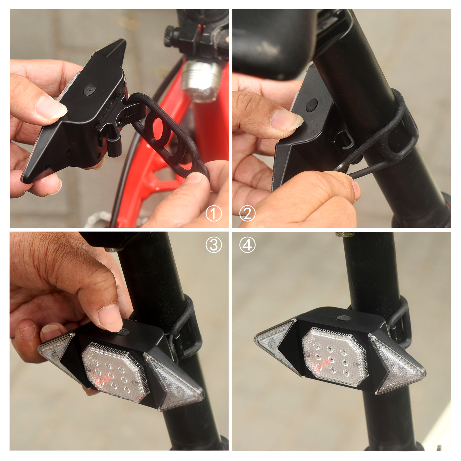 Đèn LED gắn đuôi xe đạp, báo hiệu chỉ đường