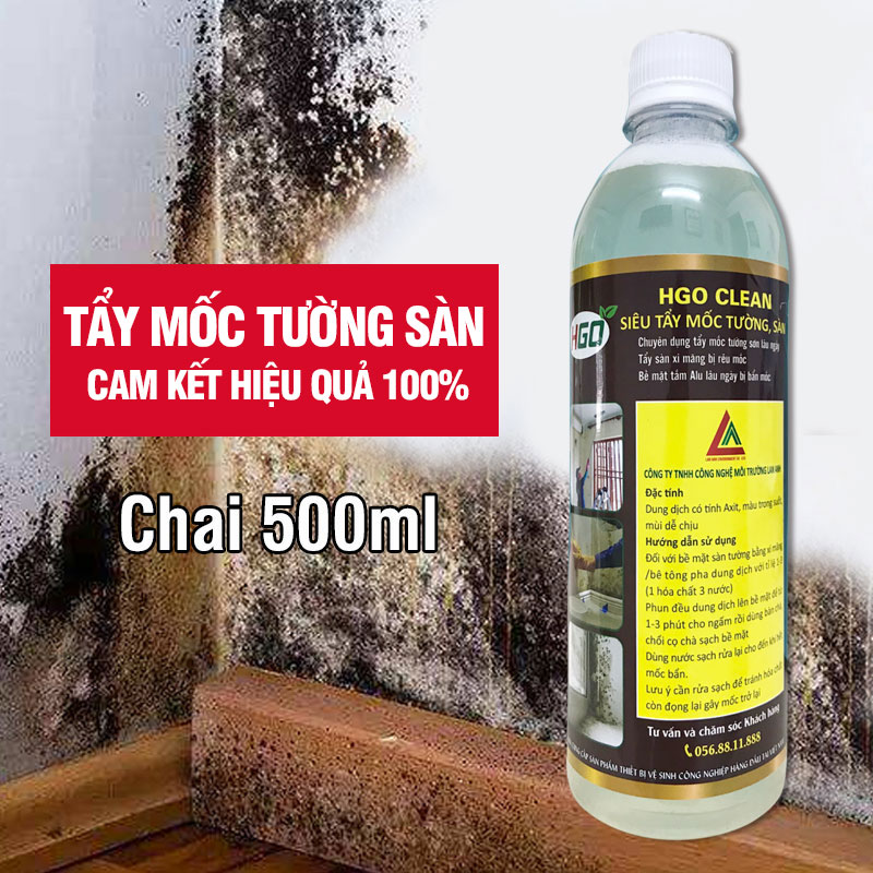 Tẩy mốc tường HGO CLEAN tẩy sàn rêu mốc, tấm alu bẩn mốc ố vàng an toàn tiện lợi hiệu quả 500ml