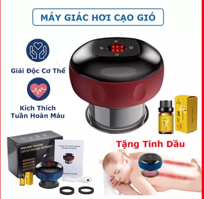 Máy giác hơi điện mini cầm tay massage thông minh, máy cạo gió 6 cấp độ giảm đau nhức, tăng tuần hoàn máu