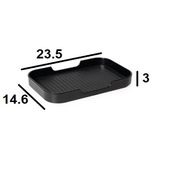 Khay chữ nhật đựng Sushi,Buffet, nướng BBQ,lẩu nhựa Melamine nhám đen kiểu Hàn Quốc Size 23.5cm