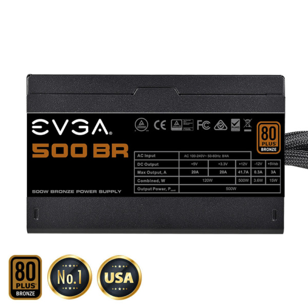 NGUỒN MÁY TÍNH EVGA 500 BR – 80+ BRONZE 500W – Hard Line_ HÀNG CHÍNH HÃNG