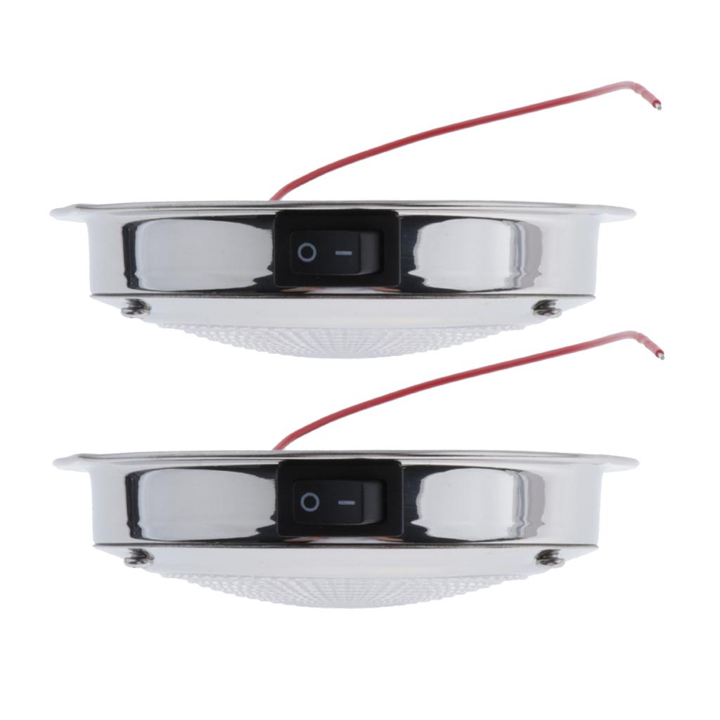 2 Pieces 4.3" Dome Light 12V 2W Interior LED Lamp Warm White Light Boat