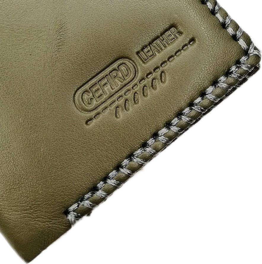 Bóp da bò đứng đan viền handmade FU015