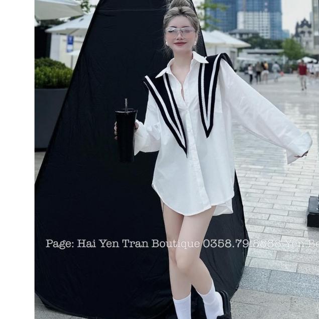Áo sơ mi kèm khăn điệu đà vải thoải mái chất mềm không khô Trendy Clothing