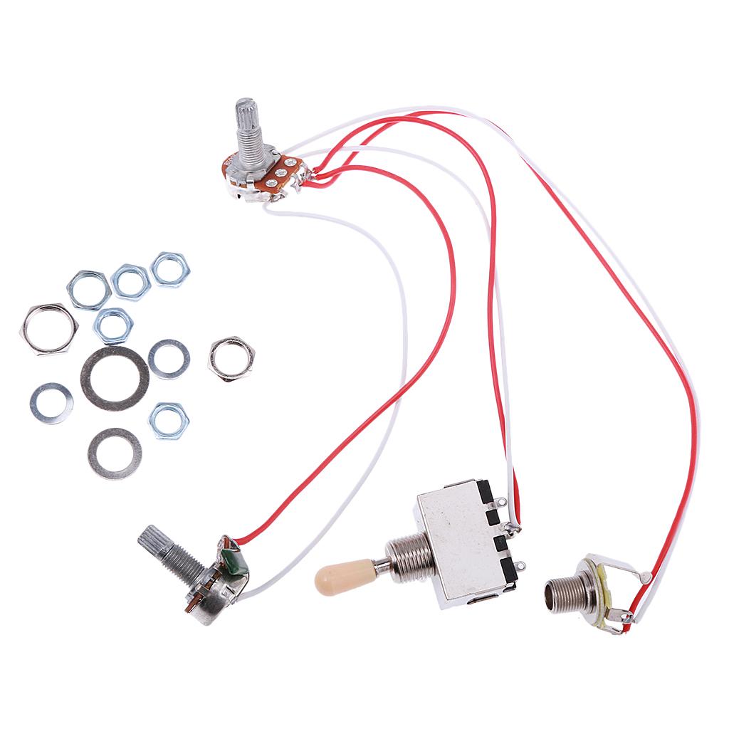 Electric Guitar Bass Wiring Harness 3-Way Switch 1V1T with Active EQ Pickup, Volume Tone Control