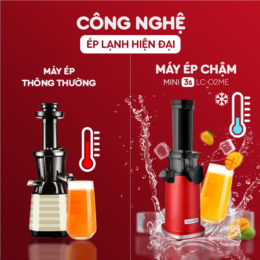 MÁY ÉP CHẬM MINI 3S LAZYCHEF - THÁO LẮP TRONG 3 GIÂY, BẢO HÀNH 12 THÁNG, HÀNG CHÍNH HÃNG